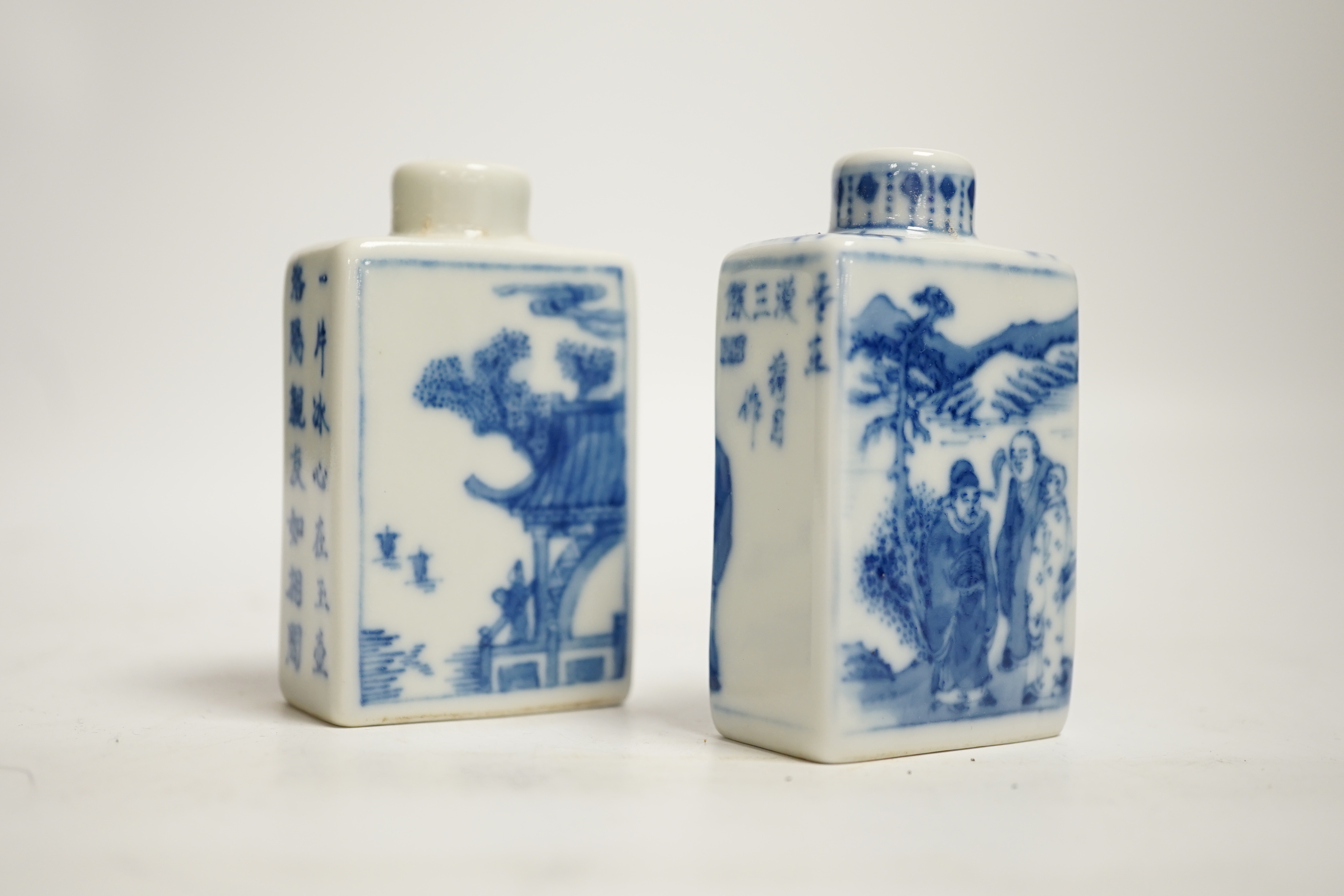 Two Chinese blue and white snuff bottles, 7.5cm